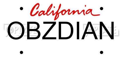 OBZDIAN California License Plate