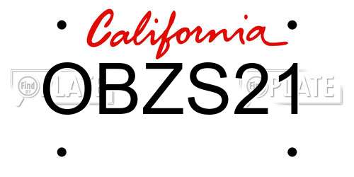 OBZS21 California License Plate