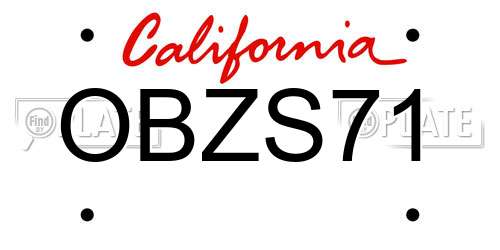 OBZS71 California License Plate