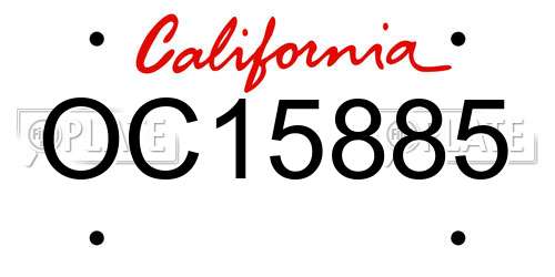 OC15885 California License Plate