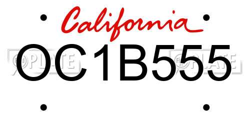 OC1B555 California License Plate
