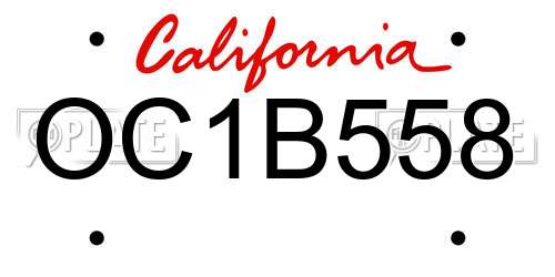 OC1B558 California License Plate