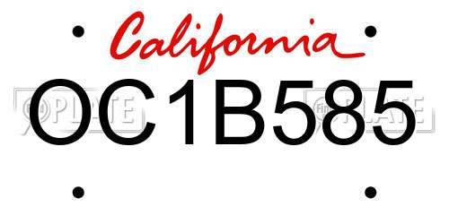 OC1B585 California License Plate