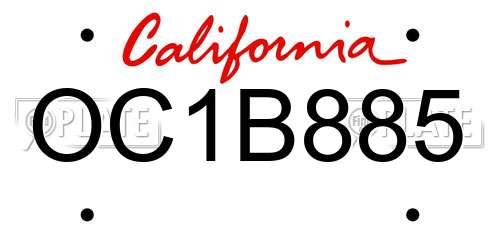 OC1B885 California License Plate