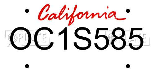 OC1S585 California License Plate