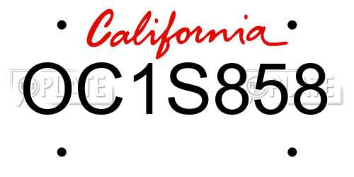 OC1S858 California License Plate