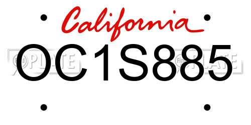OC1S885 California License Plate