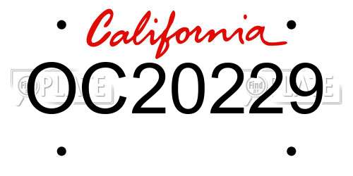 OC20229 California License Plate