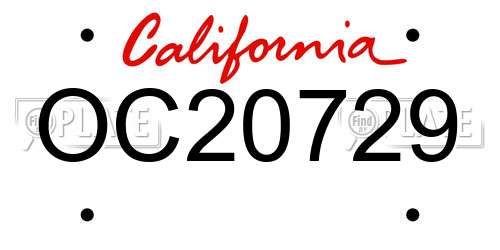 OC20729 California License Plate