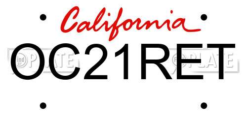 OC21RET California License Plate