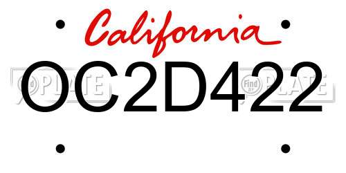 OC2D422 California License Plate