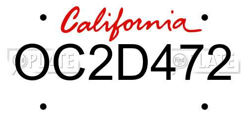 OC2D472 California License Plate