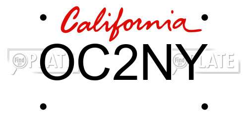 OC2NY California License Plate