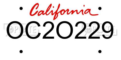 OC2O229 California License Plate