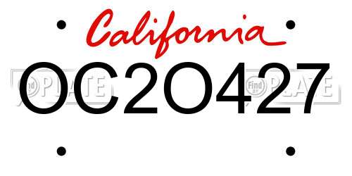 OC2O427 California License Plate