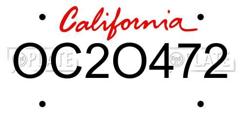 OC2O472 California License Plate