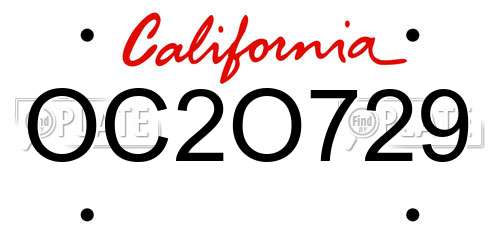 OC2O729 California License Plate