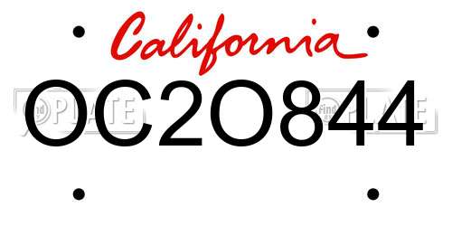 OC2O844 California License Plate