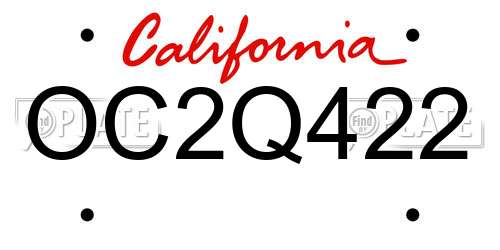 OC2Q422 California License Plate