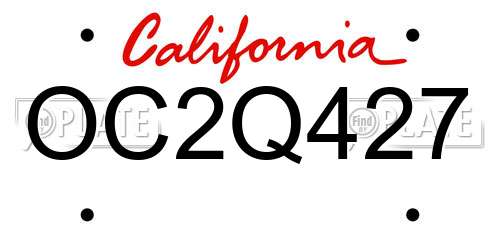 OC2Q427 California License Plate