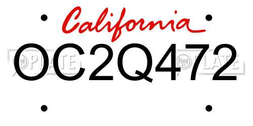 OC2Q472 California License Plate