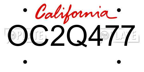 OC2Q477 California License Plate