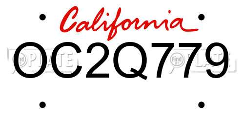 OC2Q779 California License Plate