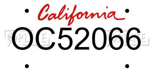 OC52066 California License Plate
