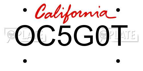 OC5G0T California License Plate