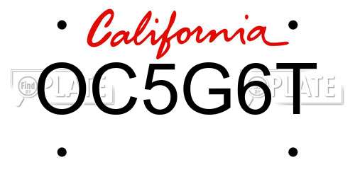 OC5G6T California License Plate