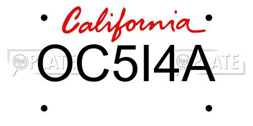 OC5I4A California License Plate