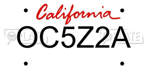 OC5Z2A California License Plate