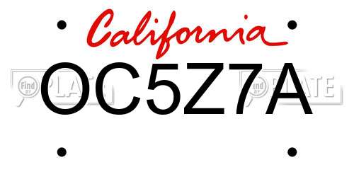 OC5Z7A California License Plate