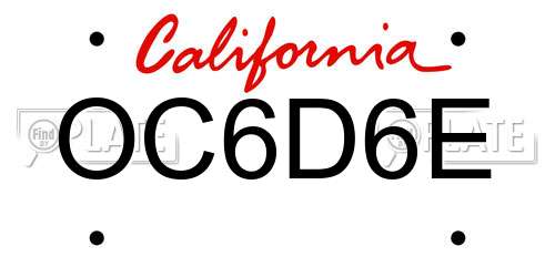 OC6D6E California License Plate