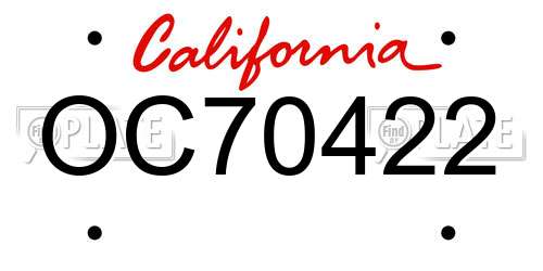 OC70422 California License Plate