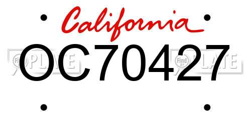 OC70427 California License Plate