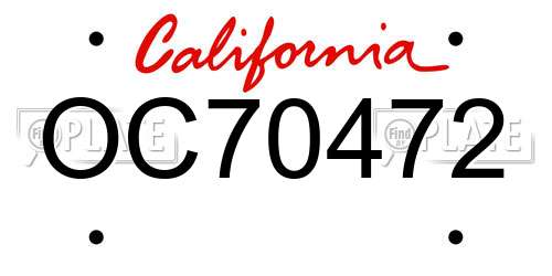 OC70472 California License Plate