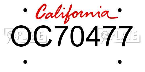 OC70477 California License Plate