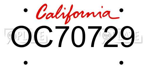 OC70729 California License Plate