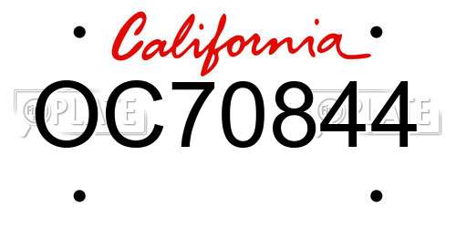 OC70844 California License Plate