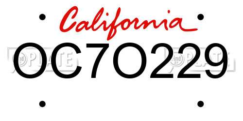 OC7O229 California License Plate