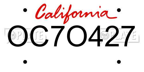 OC7O427 California License Plate