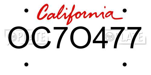 OC7O477 California License Plate