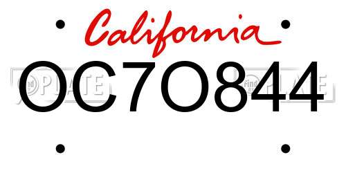 OC7O844 California License Plate