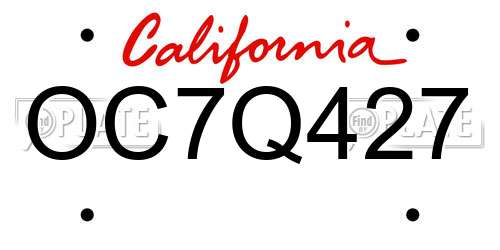 OC7Q427 California License Plate