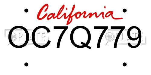 OC7Q779 California License Plate