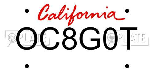 OC8G0T California License Plate
