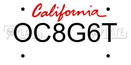 OC8G6T California License Plate