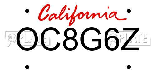 OC8G6Z California License Plate