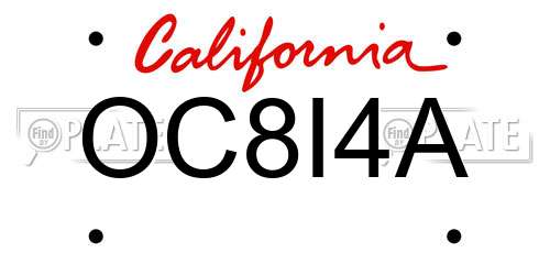 OC8I4A California License Plate